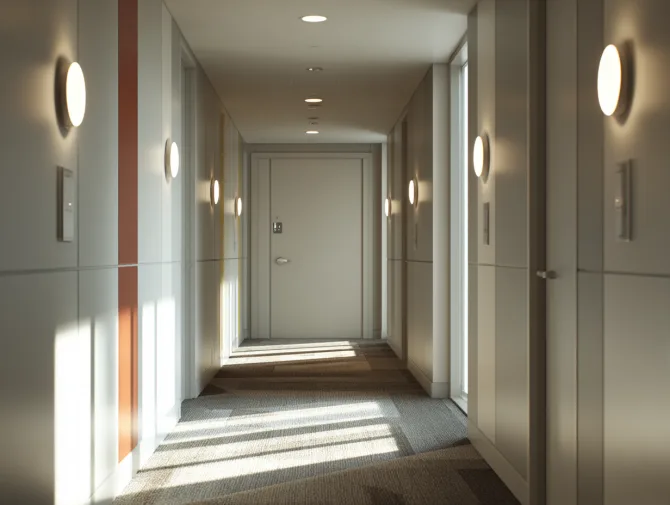 Premium solid-core door in Santa Monica apartment hallway